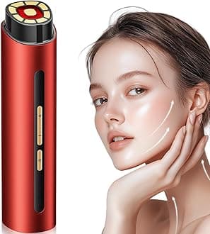 Microcurrent Facial Device, 3 Modes Red Light Therapy for Face and Neck, Skin Care Facial Massager Perfect Gifts for Women Men(Red)