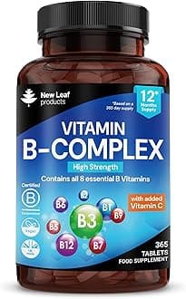 Vitamin B Complex - 365 Small Tablets - All 8 B Vitamins B1-B2-B3-B5-B6-B12, (1 Year Supply) High Strength Biotin, Folic Acid and Vitamin C - Reduction of Tiredness, Energy & Immune Support - UK Made