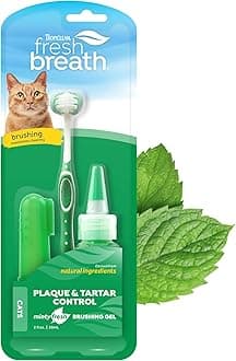 Fresh Breath Toothbrush and Toothpaste Kit for Cats, Teeth Cleaning Kit for Plaque & Tartar Removal, Breath Freshener, Cat Dental Care