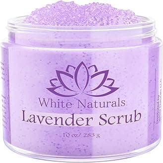 Lavender Oil Body Scrub, Organic Exfoliator for Soft Skin, Pure Exfoliate, Deep Cleanse, Natural Women Exfoliating Dead Sea Salt Face Scrub, Moisturizing Skin, Acne, Cellulite, Scars, LARGE 12oz Jar