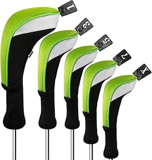 Andux 5pcs/Set Mesh Golf 460cc Driver Fairway Wood Club Head Covers Long Neck with No. Tags