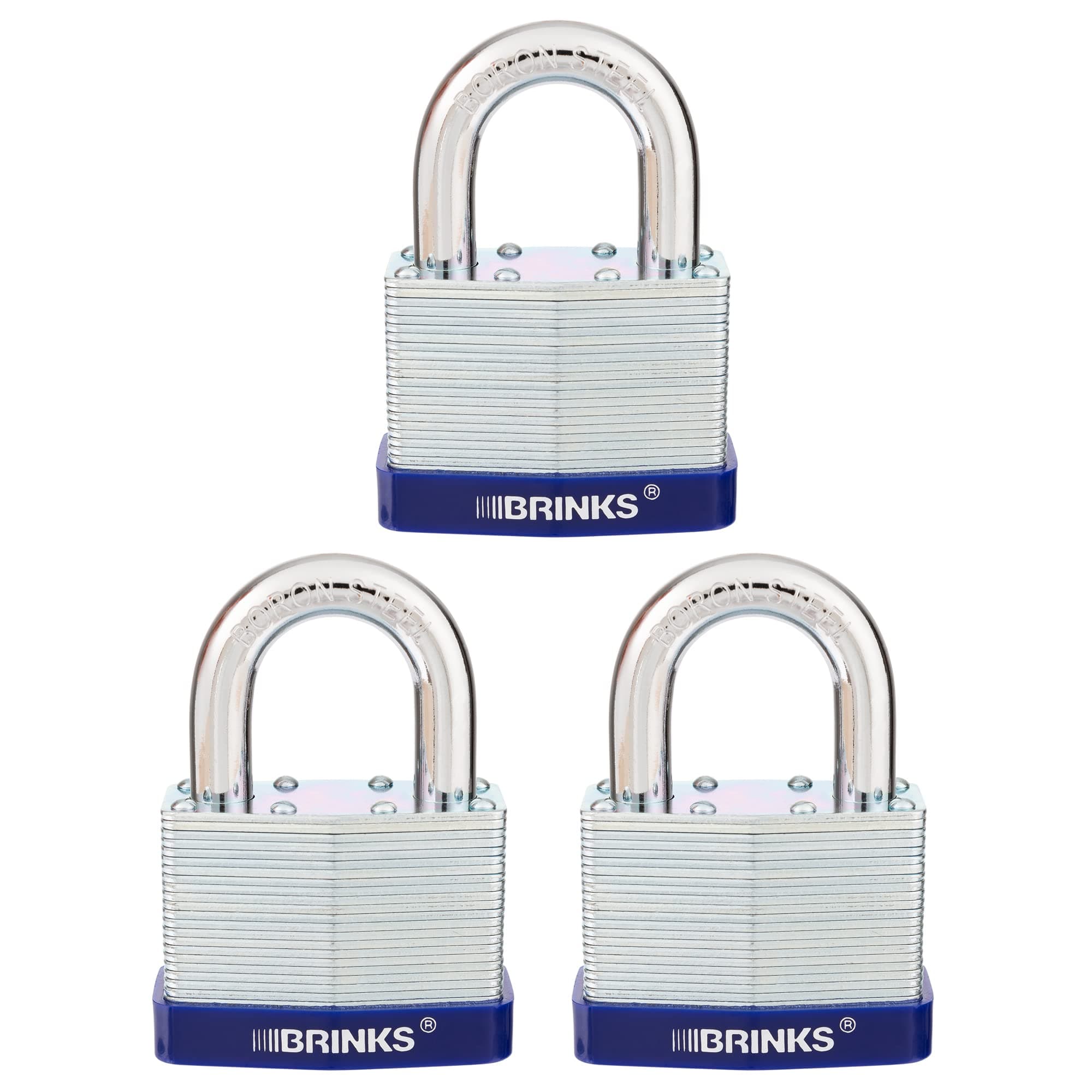 BRINKS - 50mm Laminated Steel Keyed Padlock, 3-Pack