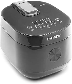 Carb Reducing Electric Rice Cooker, 4 Cups Uncooked/8 Cooked Rice, 10 Presets, LED Display, Healthier Meals, Delay Timer, PFAS-Free Ceramic Nonstick Removable Bowl, Cool Touch, Steam, Graphite