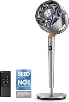 DREO 20 dB Standing Fan for Bedroom, 120°+120° Omni-directional Cooling Fans, 90 ft Circulator With Remote, DC Motor Pedestal Fans, 35-40" Adjustable Height Floor Fan, 8 Speeds, 3 Modes, 8H Time