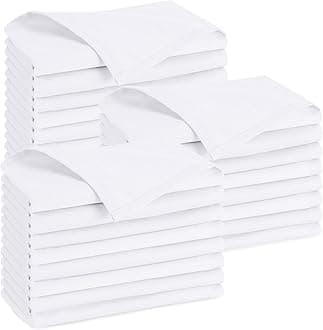 White Cloth Napkins [288 Pack, 18x18 Inch] Absorbent Cotton Blend Washable and Reusable for Dinner, Restaurant, Lunch, Wedding and Hotel