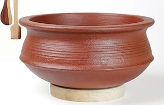 Craftsman India Online Craftsman Clay Biryani Handi/Pot for Cooking and Serving 1 Liter, Uncoated, Red