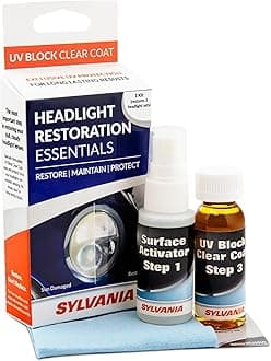 Headlight Restoration Essentials Kit - UV Block Clear Coat, Most Important Step to Restore Sun Damaged Headlights, Surface Activator, UV Protection for Clearer Headlights - 1 Fl Oz