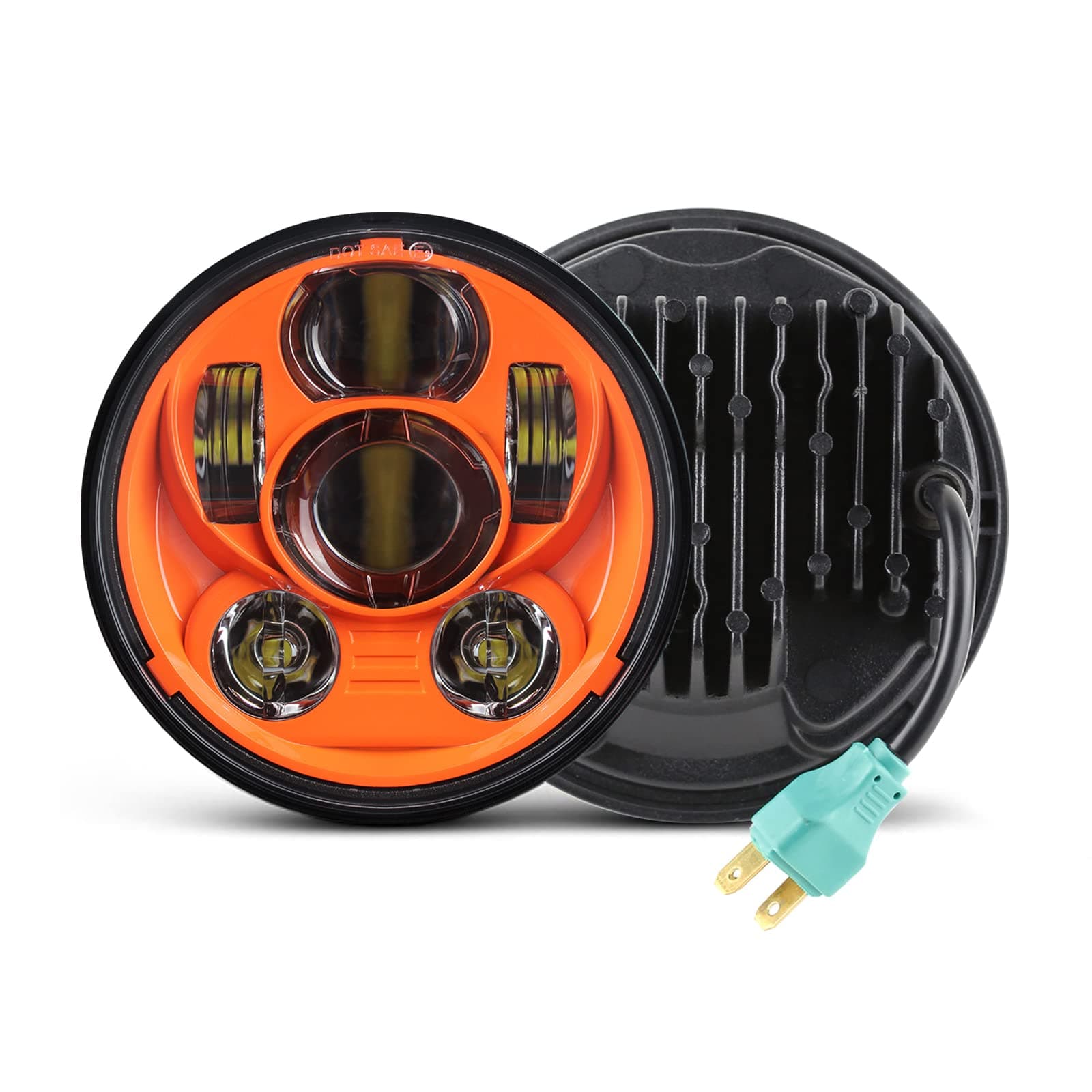 5-3/4 5.75" LED Motorcycle Headlight for Iron 883 Dyna Sportster Low Rider Triple Wide Glide Projector Driving Lamp 1 pcs (Orange)