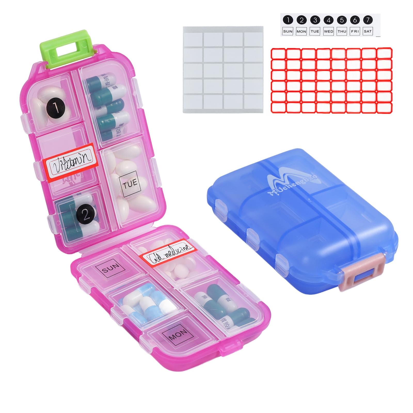 Muchengbao 2 Pack Weekly Pill Box Case
