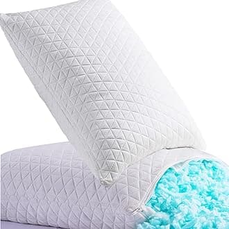 KEYOOHOME Shredded Memory Foam Pillows for Sleeping,Bed Pillows Queen Size Set of 2 Pack Cooling Adjustable,Good for Side and Back Sleeper with Washable Removable Cover