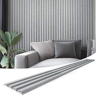 Art3d 8-Pack WPC Slat Wall Panel for Interior Wall Decor, Decorative Fluted Accent Wall Covering Panel for Living Room Bedroom TV Background Office, 96 x 6 Inch - Slate
