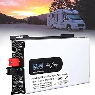 5000W 6000W 8000W 10000W 12000W Pure Sine Wave Inverter Power Inverter DC 12V 24V 48V 60V 72V to 110V 220V AC Converters Voltage Transformer Solar Inverter for RV/Outdoor/Camping(5000W,60Vto220V)