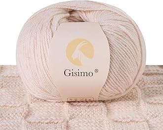 100% Inner Mongolian Cashmere Yarn, 6-Ply Luxurious and Soft Yarn for Hand Knitting & Crocheting (Ivory,1 Ball)