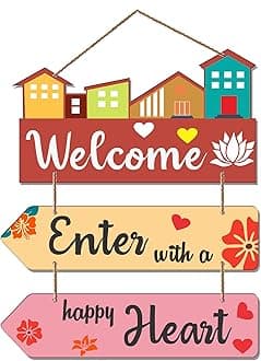 Artvibes Welcome Home Quote Decorative Wall Art MDF Wooden Wall Hanger for Living Room | Bedroom | Home Decor | Gifts | Wood Decoration Items | Artworks Hangings (WH_5805N), Set of 3