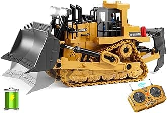 KIDMARKT Metal RC Bulldozer Toy for Kids | 9-Channel Remote Control Track-Type Tractor with Lights & Sounds, Realistic Construction Vehicle Toy for Boys Ages 3-12, Rechargeable Gift for Birthday 2026