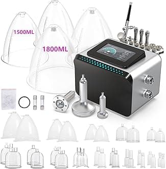 Vacuum Therapy Machine, 3 in 1 Mutilfunction Cupping Therapy Sets, Professional Facial Skin Care Machine with Spray Gun Beauty Deviece for Salon/Home Use (0-80 cmHg | 1800ML)
