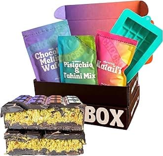 Viral Dubai Dark Chocolate Bar Kit - Includes Chocolate Mold, Choc Wafers, Shredded Kataifi, Pistachio Cream - DIY Gift Box Dubai Kit - Great Gift for Choco Lovers
