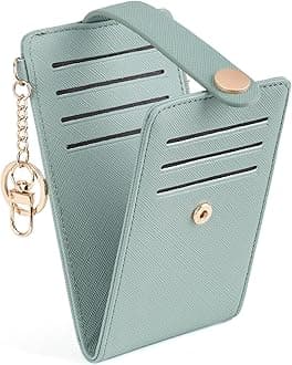 POIUGOYA Slim Wallet for Women,RFID Blocking Bifold Credit Card Holder with Zipper Coin Pocket,ID Window,Keychain