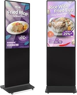 43 inch Indoor Digital Signage LCD Screen IPS Floor Standing Digital Kiosks Interactive Displays with WiFi HDMI/USB Input Auto AD Player, Android OS Black