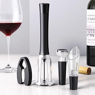 Air Pressure Wine Bottle Opener Set Pump Wine Opener Kit, Vacuum Stopper, Aerator Pourer, Foil Cutter, Safe & Easy Cork Remover Keep Cork Intact for Gift, Ouvre Bouteille de Vin