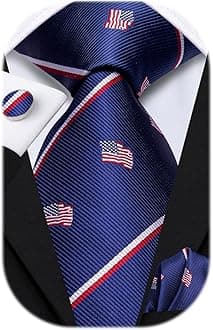 DubulleMens Tie Set Solid Paisley Silk Striped Necktie for Men with Cufflinks Tie and Pocket Square