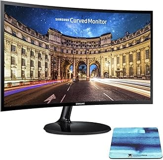 SAMSUNG 24 Inch Curved Computer Monitor, LC24F390FHNXZA LED Screen 60Hz Full HD 1080P Gaming Slim Design for Home and Office use, Wholesalehome Mouse Pad Included Black