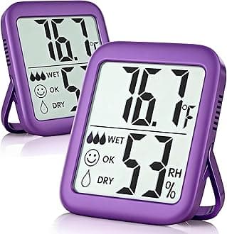 Antonki 2 Pack Room Thermometer for Home, Hygrometer Indoor Humidity Meter Gauge, Digital Temperature and Humidity Sensor Monitor for House, Terrarium, Incubator, Greenhouse - Battery Included