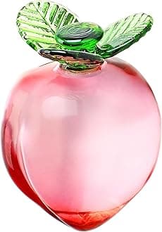 Glass Fruits Decor Crystal Peach Figurines Collectibles for Office Tabletop Centerpiece Art Glass Peach Paperweights Crystal Decoration for Home Kitchen Christmas
