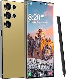 I25 Ultra 5G Unlocked Phones, 12+512GB Android13 Smartphone Battery 6800mAh 6.8" HD Screen Unlocked Cell Phone,48MP+108MP Camera/Built in Pen/Dual SIM/Fingerprint Lock/Face (Gold)