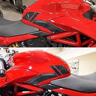 3D Stickers Motorcycle Fuel Tank Sides Protection and Decoration in Resin Compatible with Ducati Supersport 950 2021-2022 Color Carbon Black