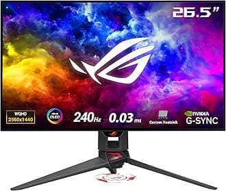 ROG Swift 27 Inch 1440P OLED DSC Gaming Monitor (PG27AQDM) – QHD (2560 x 1440), 240Hz, 0.03ms, G-Sync Compatible, Anti-Glare Micro-Texture Coating, 99% DCI-P3, True 10-bit, DisplayPort, Black