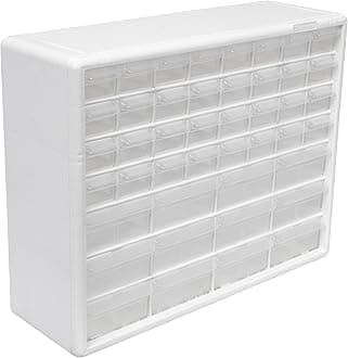 Akro-Mils 10144 44 Drawer Plastic Parts Storage, Hardware and Craft Cabinet, Lego Storage Organizer, Fathers Day Gift Idea, 20-Inch W x 6-Inch D x 16-Inch H, White