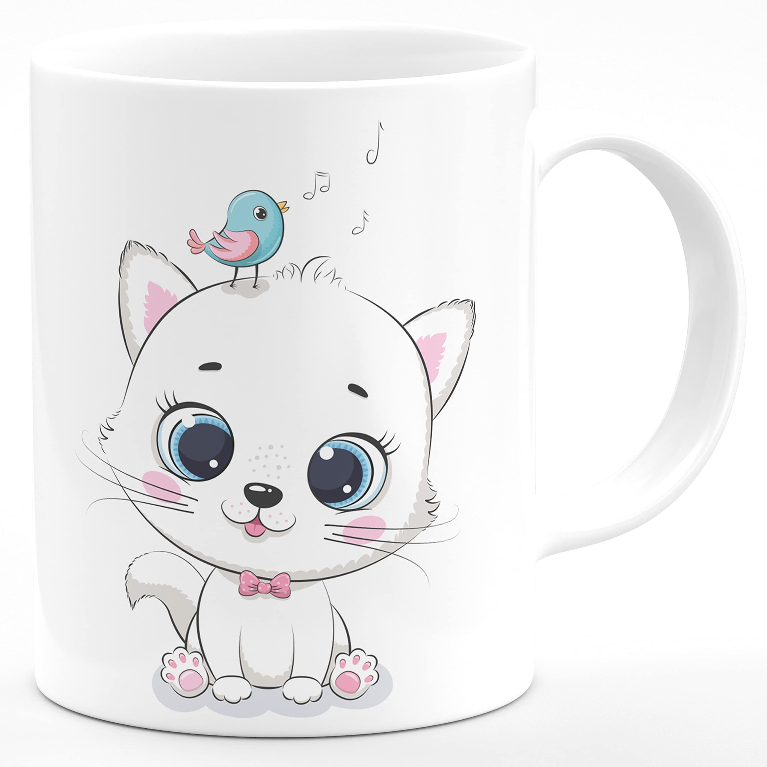 Cat 3D Design Hd Printed Microwave Safe Ceramic Coffee Mug Suitable Gift for Friend | Brother | Sister | Boyfriend | Girlfriend | Boys | Girls | Kids | Cousin (350 ml, White)