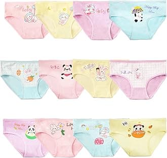 Little Girls Cotton Underwear with 12 Packs Toddler Panties (2-9T)