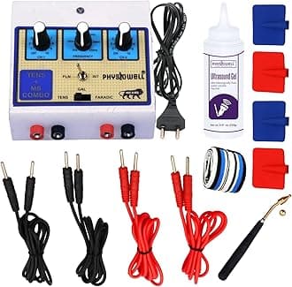 Physiowell TENS & MS Combo Physiotherapy Machine | Muscle Stimulator & Electrotherapy Device for Pain Relief | TENS Machine for Nerve Pain, Muscle Pain & Rehab | Portable Physio Equipment with Electrodes & Cables