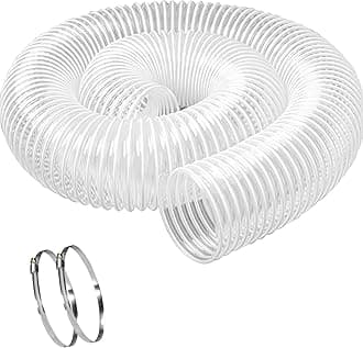 5" x 10' Heavy PVC Dust Collection Hose, Puncture Resistant PVC Dust Collection Hose, Flexible Clear PVC Fume Collection Hose with Carbon Steel Wire Coil for dust collection systems