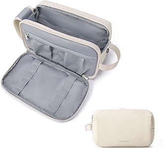 Toiletry Bag for Men, Travel Toiletry Organizer Dopp Kit Water-resistant Shaving Bag for Toiletries Accessories, Door Room Essentials,Beige-medium