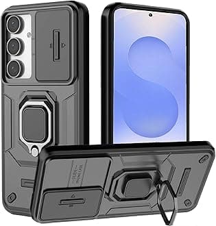 for Samsung S25 Case,for Samsung Galaxy S25 Case with [Sliding Camera Cover][360° Rotate Ring Kickstand] Heavy Duty Protective Shockproof Phone Case for Samsung S25 Cover,Black
