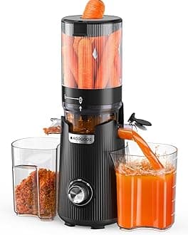 Juicer Machines, 135MM Wide Chute for Whole Fruit and Vegetable,1.8L Auto-Feed Time-Saver, Slow Masticating High Yield, Easy to Clean Cold Press Juicer with 2 Cups, Black