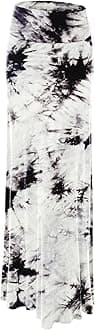 Women's Casual High Waist Solid/Tie Dye Fold Over Flowy Long Maxi Skirt