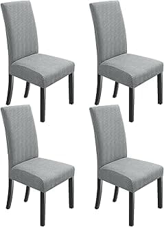 Dining Chair Covers Set of 4, Stretch Parson Chair Covers, Slipcovers, Light Grey