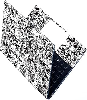 Full Laptop Skin Stickers HD Quality Sticker for Laptops Upto 15.6" Compatible with Apple/Dell/HP/Lenovo/Acer/Asus/Sony (Dustproof|Waterproof|Scratchproof|Reusable) - Mood BW FL EDS