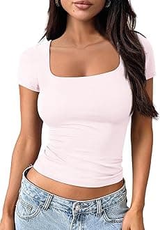 Trendy Queen Tshirts Shirts for Women Double Lined Going Out Crop Tops 2025 Spring Summer Workout Y2k Clothes Beach Fashion