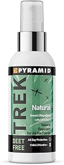 Pyramid Trek Natural Mosquito & Insect Repellent Spray. 40% Citriodiol. DEET-Free. Up to 10hr Protection. Baby Safe 6+ Months. Tick, Midge & Fly Repellent for Kids & Adults (60ml)