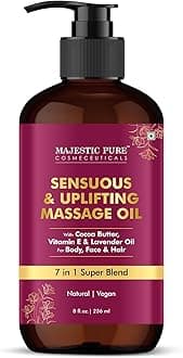 Majestic Pure Cocoa Massage Oil 236 ml - with Cocoa Butter, Vitamin E & Lavender Oil, Invigorating & Relaxing Massage Oil, for All Skin Types, Men & Women