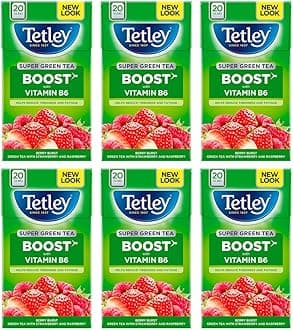 Super Green Tea Berry Burst Teabags, Pack of 6, 20-Count