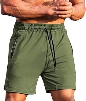 COOFANDY Men's Gym Workout Shorts Athletic Training Shorts Fitted Weightlifting Bodybuilding Shorts with Zipper Pockets