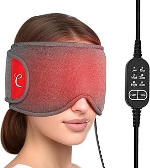 Comfytemp Heated Eye Mask with Large Coverage, Rechargeable Heat Pad with 3 Heating Levels, Timers, Electric Mask for Dry Eye, Warm Compress for Sinus & Head Comfort