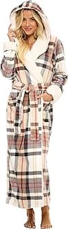 Alexander Del Rossa Womens Robe, Long Plush Bathrobe with Hood, Hooded Robes for Women Plus Size Bath Robe