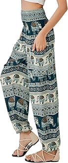 Joob Joob Boho Pants for Women - Hippie Harem Pants Women - Womens Yoga Pants – Comfy Bohemian Flowy Hippie Clothes